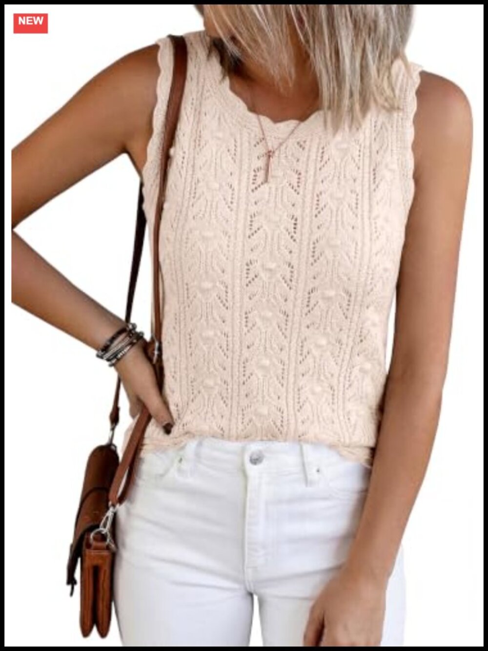 Crochet Tank Top Sleeveless Summer Knit Vest Sheer Cover Up